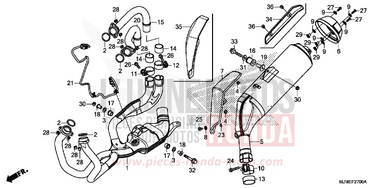 ABGAS-SCHALLDAEMPFER von VFR800X „Crossrunner“ PEARL GLARE WHITE (NHB53) von 2015